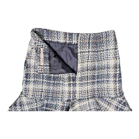 Chunky Tweed Distressed Plaid Trumpet Mini Skirt Sz XS mi ami Raw Hem - Picture 8 of 10